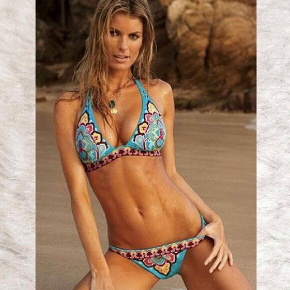 Victoria's Secret Other - Victoria's Secret Small Beach Sexy Turquoise Caribe Floral Boho Bikini Swim Suit